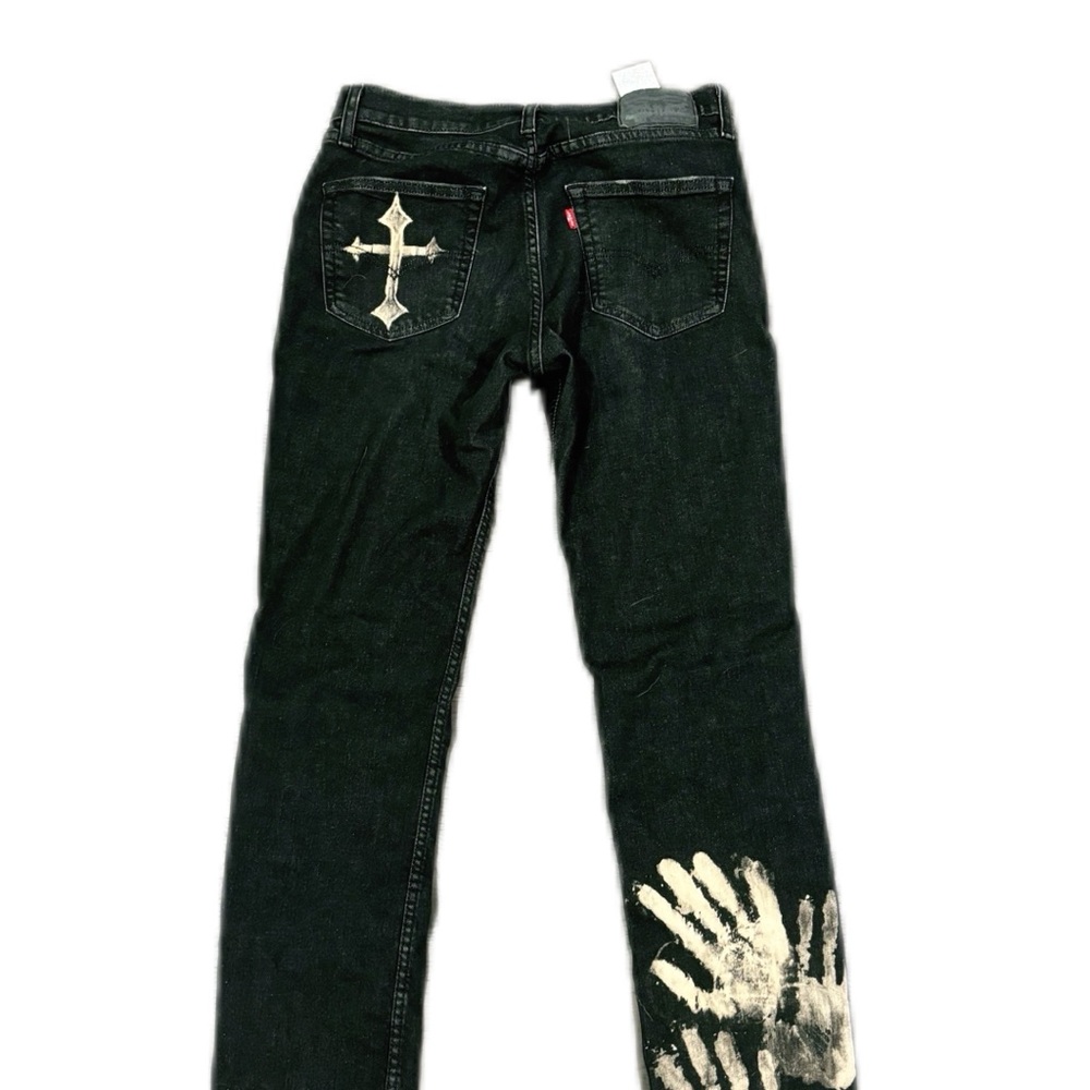 Men's Black Jeans with Unique Design